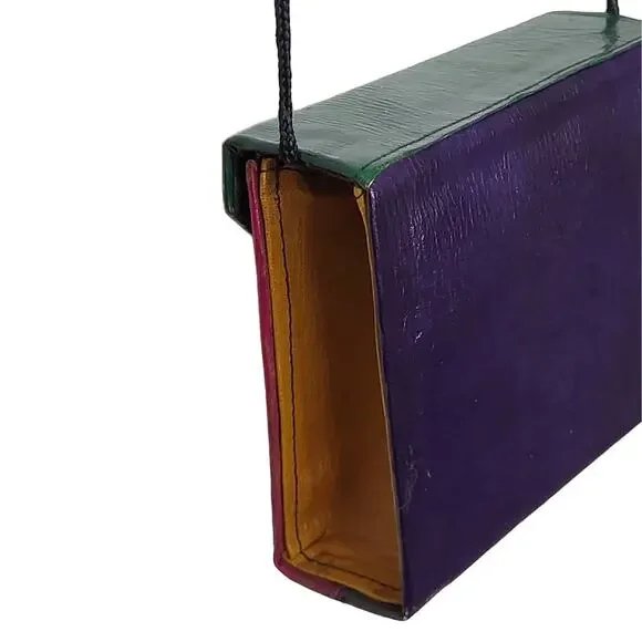 Vintage Multi Royal Colored Leather Mini Crossbody Bag Made in Tokyo - Picture 6 of 13